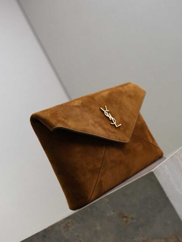 YSL CASSANDRE pouch on chain in suede