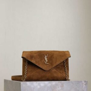 YSL CASSANDRE pouch on chain in suede