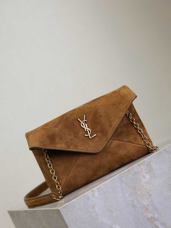 YSL CASSANDRE pouch on chain in suede