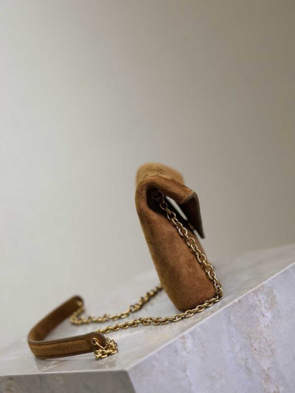 YSL CASSANDRE pouch on chain in suede