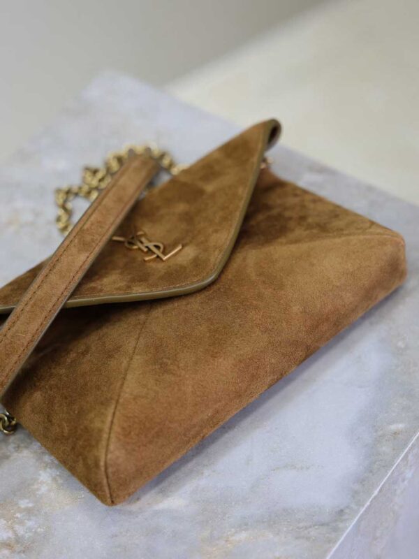 YSL CASSANDRE pouch on chain in suede