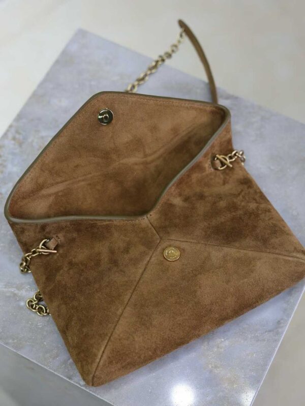 YSL CASSANDRE pouch on chain in suede