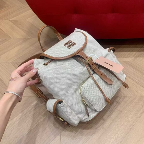 MIUMIU Canvas and leather backpack