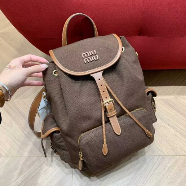 MIUMIU Canvas and leather backpack