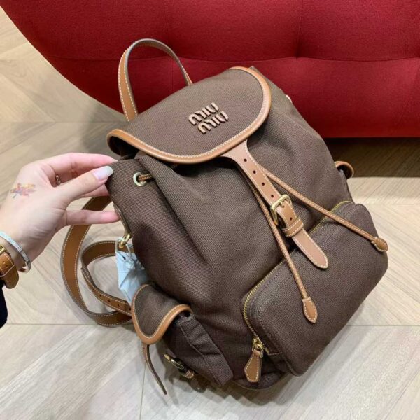 MIUMIU Canvas and leather backpack