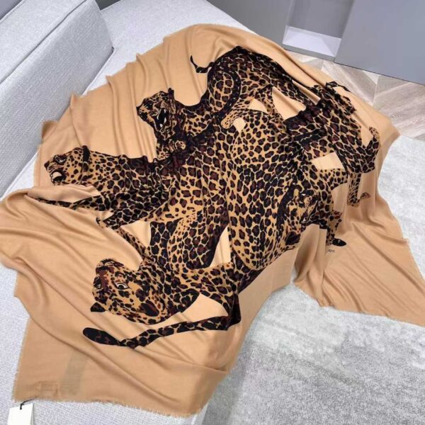 SAINTLAURENT Camel cheetah shawl