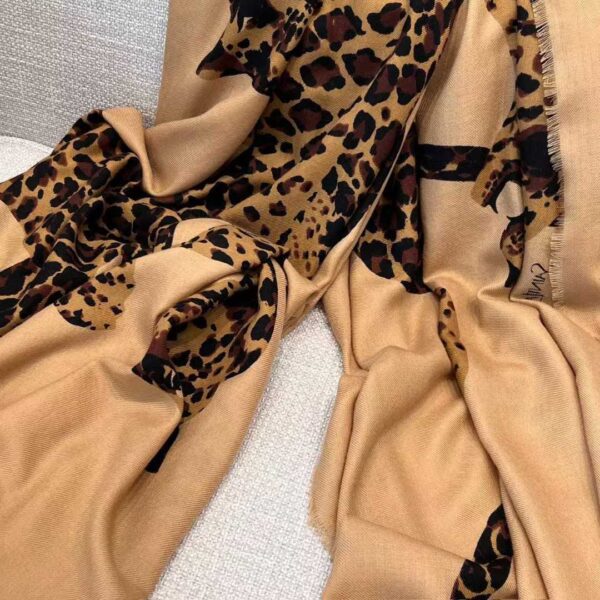 SAINTLAURENT Camel cheetah shawl