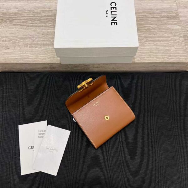 CELINE Small Flap Wallet TRIOMPHE IN NUBUCK CALFSKIN