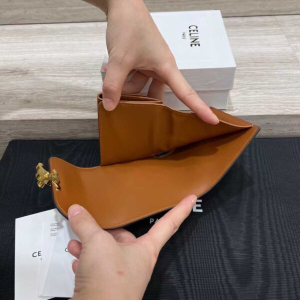 CELINE Small Flap Wallet TRIOMPHE IN NUBUCK CALFSKIN