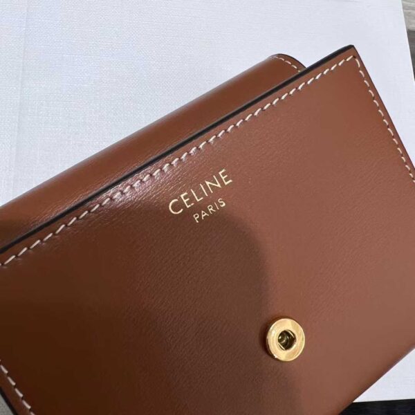 CELINE Small Flap Wallet TRIOMPHE IN NUBUCK CALFSKIN