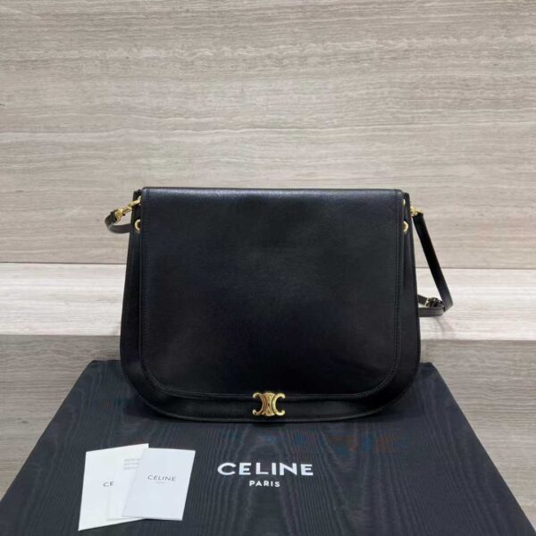 CELINE SOFT TRIOMPHE BESACE IN SUPPLE SHINY LAMBSKIN