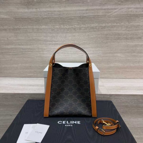 CELINE SMALL CUBE BAG IN Triomphe Canvas and NATURAL Calfskin