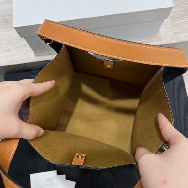 CELINE SMALL CUBE BAG IN Triomphe Canvas and NATURAL Calfskin