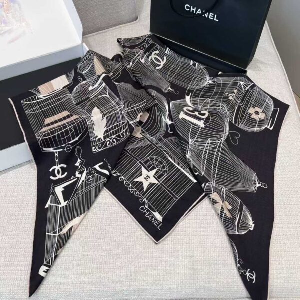 CHANEL Square silk scarf
