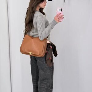 CELINE SOFT TRIOMPHE BESACE IN SUPPLE SHINY LAMBSKIN