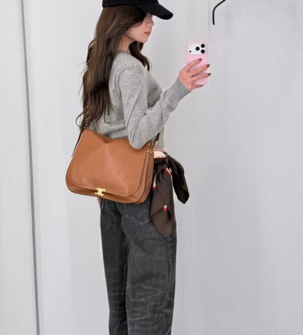 CELINE SOFT TRIOMPHE BESACE IN SUPPLE SHINY LAMBSKIN