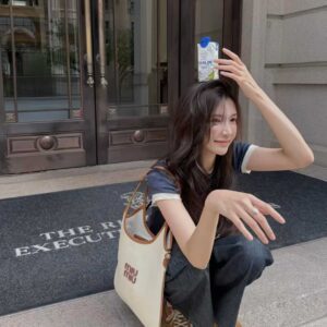 MIUMIU IVY canvas and leather bag