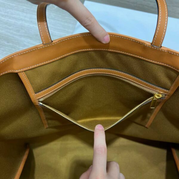 CELINE BIG FLAT SHOPPER IN TRIOMPHE CANVAS AND NATURAL CALFSKIN