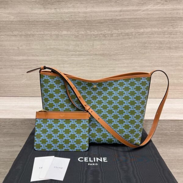 CELINE SOFT SHOPPER BAG IN TRIOMPHE CANVAS AND CALFSKIN
