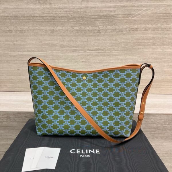 CELINE SOFT SHOPPER BAG IN TRIOMPHE CANVAS AND CALFSKIN
