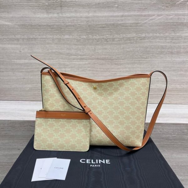 CELINE SOFT SHOPPER BAG IN TRIOMPHE CANVAS AND CALFSKIN