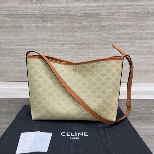 CELINE SOFT SHOPPER BAG IN TRIOMPHE CANVAS AND CALFSKIN