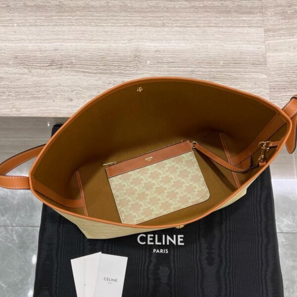 CELINE SOFT SHOPPER BAG IN TRIOMPHE CANVAS AND CALFSKIN