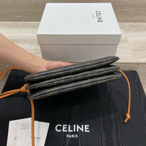 CELINE TRIO FLAP IN TRIOMPHE CANVAS AND LAMBSKIN