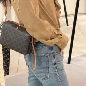CELINE TRIO FLAP IN TRIOMPHE CANVAS AND LAMBSKIN