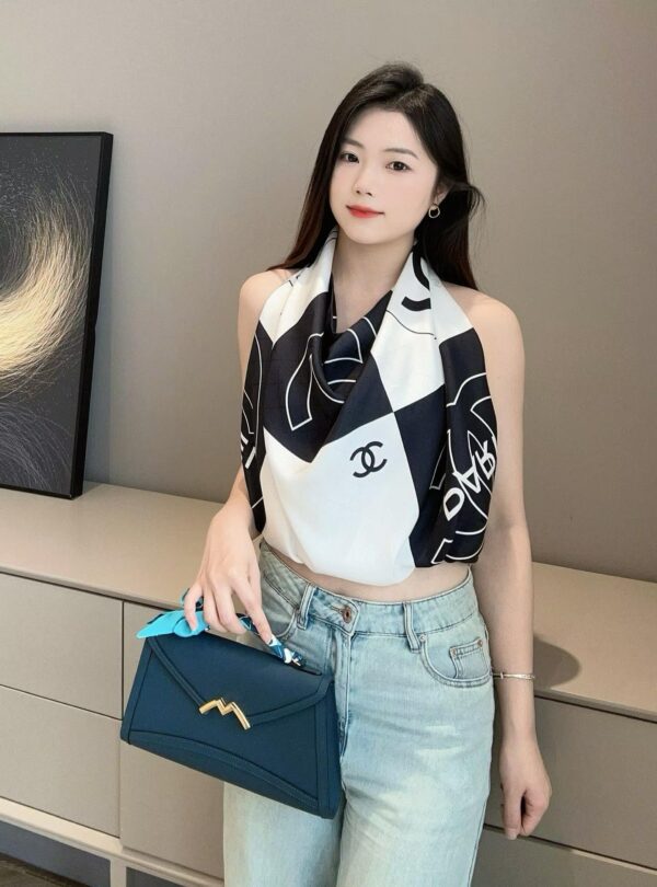 CHANEL  Square silk scarf