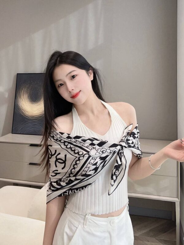CHANEL  Square silk scarf