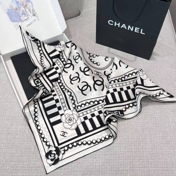 CHANEL  Square silk scarf