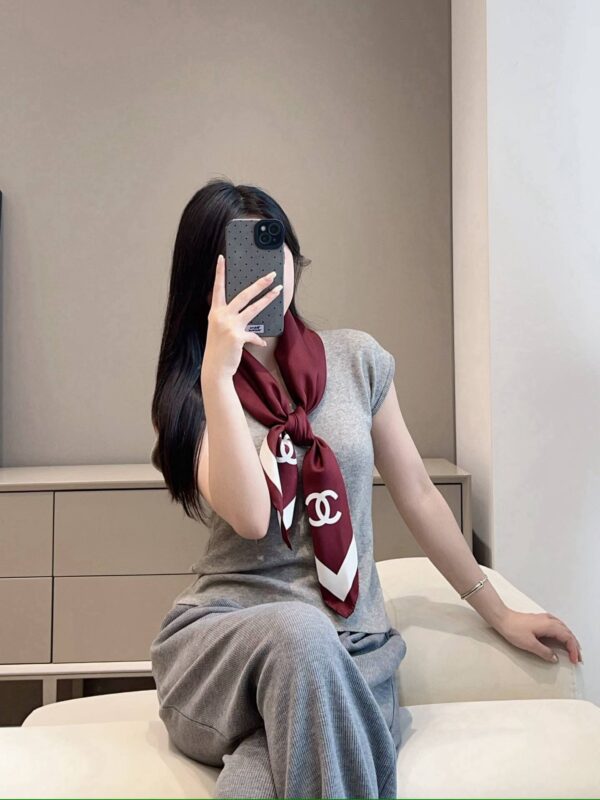 CHANEL  Square silk scarf