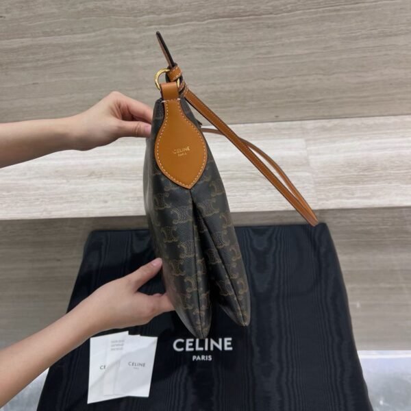 CELINE duo zipped bag IN Triomphe Canvas and NATURAL calfskin