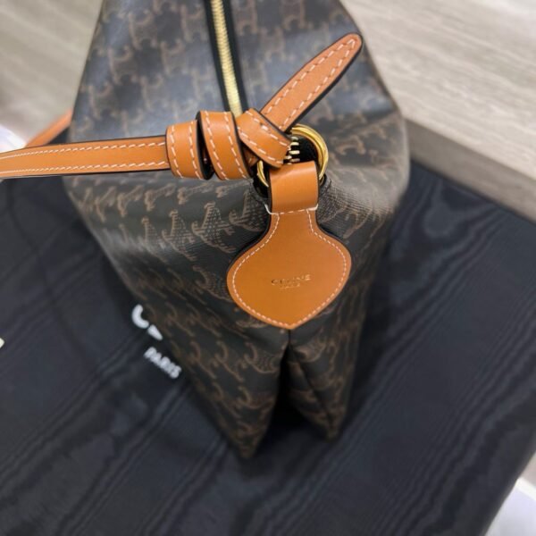 CELINE duo zipped bag IN Triomphe Canvas and NATURAL calfskin