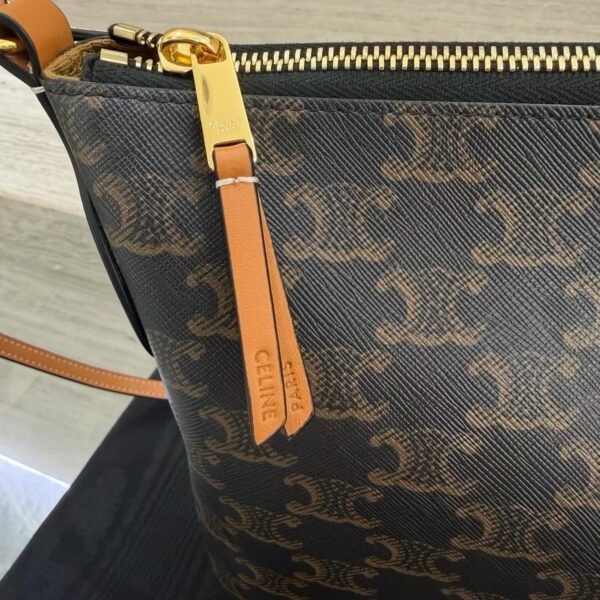 CELINE duo zipped bag IN Triomphe Canvas and NATURAL calfskin