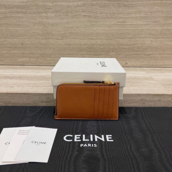 CELINE LONG ZIPPED CARD HOLDER IN GRAINED SUPPLE CALFSKIN