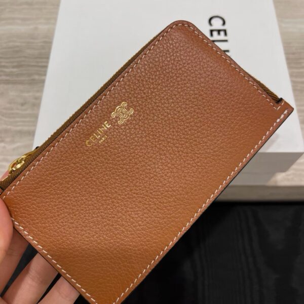 CELINE LONG ZIPPED CARD HOLDER IN GRAINED SUPPLE CALFSKIN