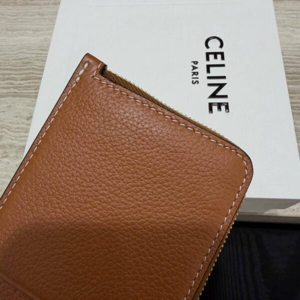 CELINE LONG ZIPPED CARD HOLDER IN GRAINED SUPPLE CALFSKIN