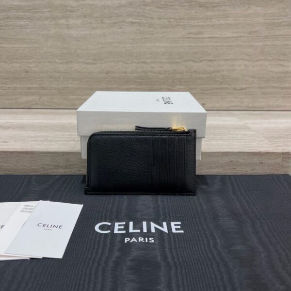 CELINE LONG ZIPPED CARD HOLDER IN GRAINED SUPPLE CALFSKIN