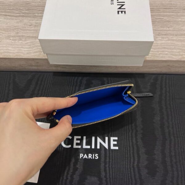 CELINE LONG ZIPPED CARD HOLDER IN GRAINED SUPPLE CALFSKIN