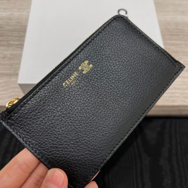 CELINE LONG ZIPPED CARD HOLDER IN GRAINED SUPPLE CALFSKIN