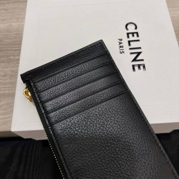 CELINE LONG ZIPPED CARD HOLDER IN GRAINED SUPPLE CALFSKIN