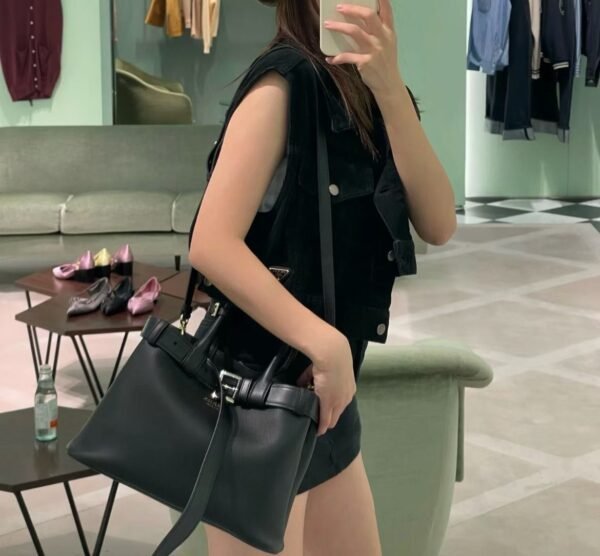 Prada Buckle small leather handbag with belt