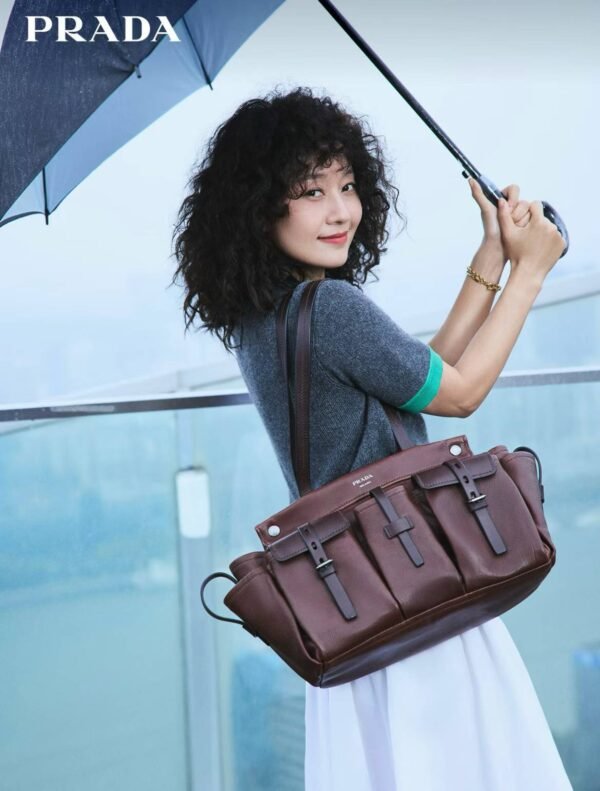 Prada Route large leather tote bag