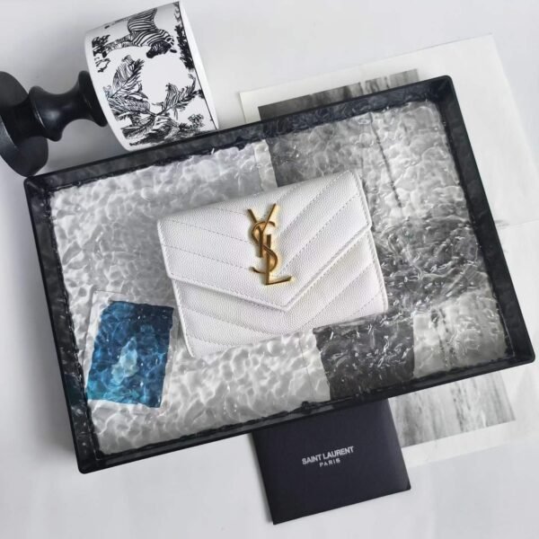 YSL CASSANDRE FRAGMENTS FLAP CARD CASE IN LAMBSKIN