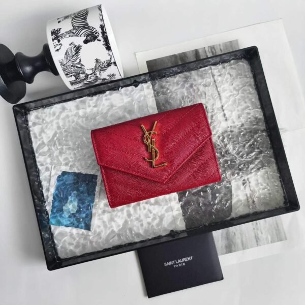 YSL CASSANDRE FRAGMENTS FLAP CARD CASE IN LAMBSKIN