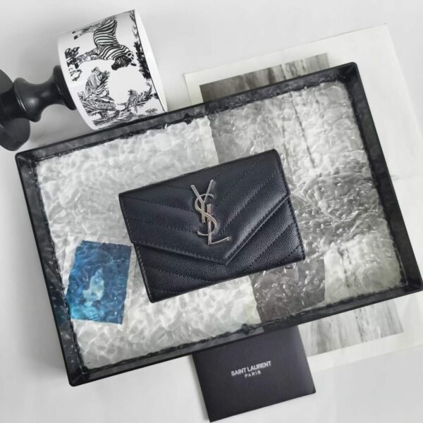 YSL CASSANDRE FRAGMENTS FLAP CARD CASE IN LAMBSKIN