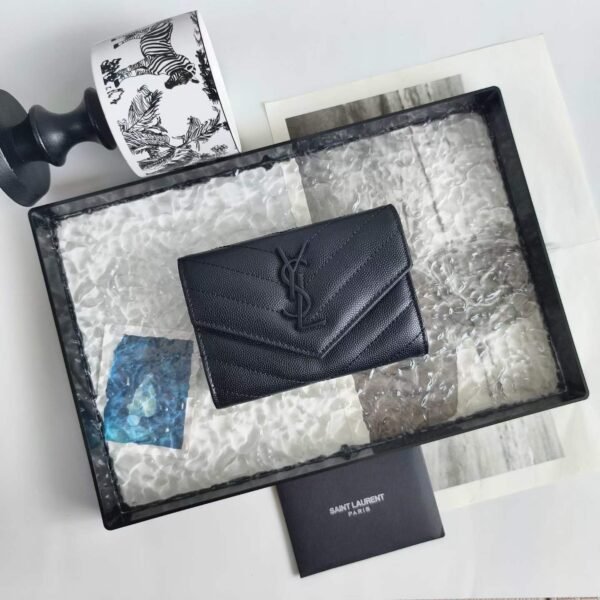 YSL CASSANDRE FRAGMENTS FLAP CARD CASE IN LAMBSKIN