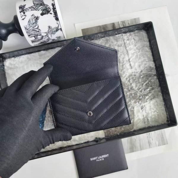 YSL CASSANDRE FRAGMENTS FLAP CARD CASE IN LAMBSKIN